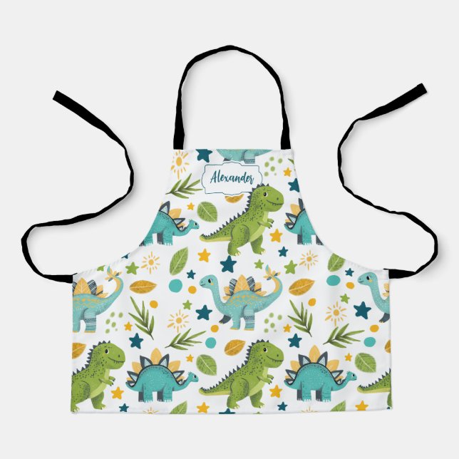 Niedlich Jurassic T Rex Kids Name Dinosaurier Schürze (Vorderseite)