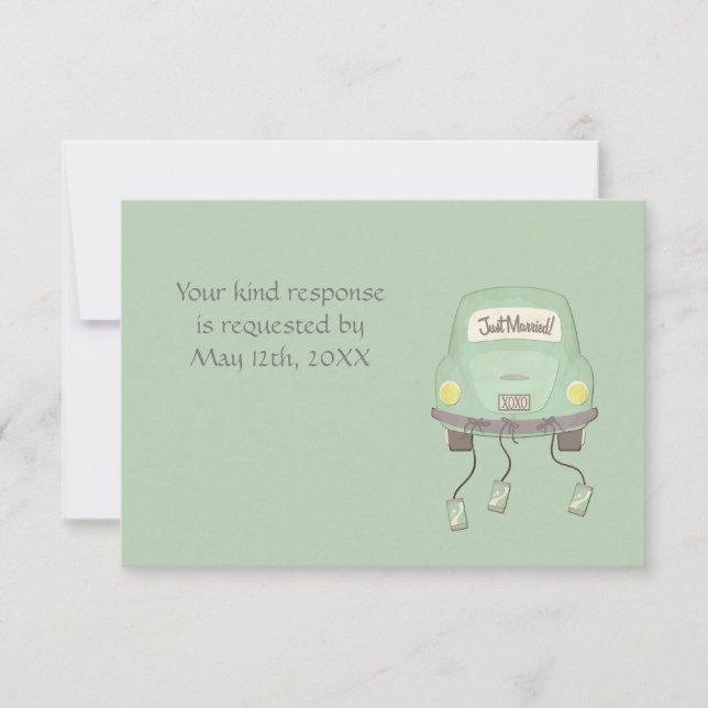 Niedlich Just Married Wedding RSVP Einladung (Vorderseite)