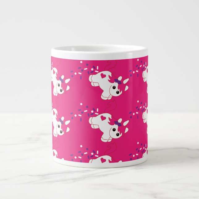 Niedlich Kackend Rosa Einhorn Jumbo-Tasse (Vorderseite)