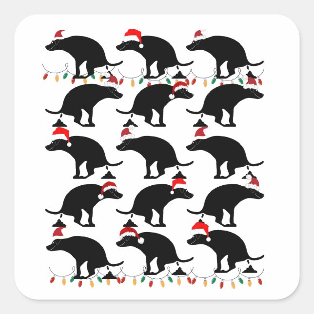 Niedlich Kackend Weihnachtshunde Quadratischer Aufkleber (Vorderseite)