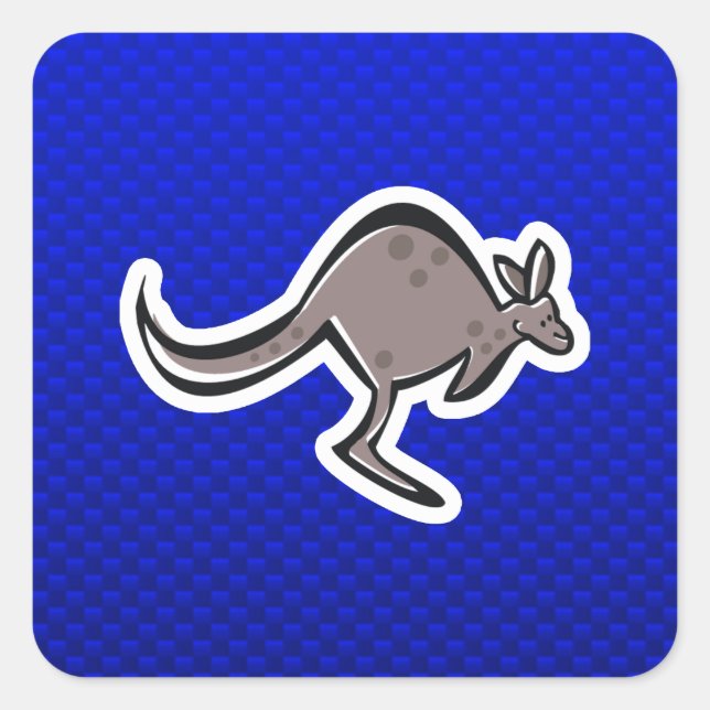 Niedlich Kangaroo; blau Quadratischer Aufkleber (Vorderseite)