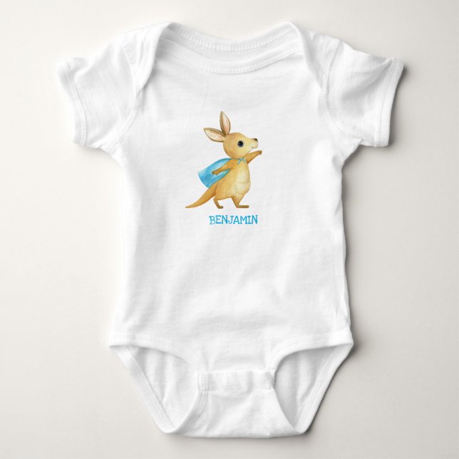 Niedlich Kangaroo - individueller Baby Name Jumpsu Strampler (Vorderseite)