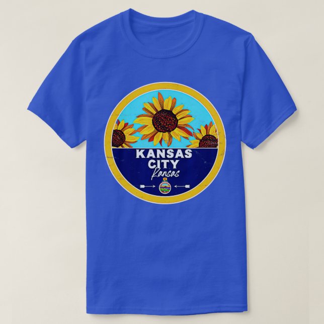 Niedlich Kansas City Kansas KS Sonnenblumen Abzeic T-Shirt (Design vorne)