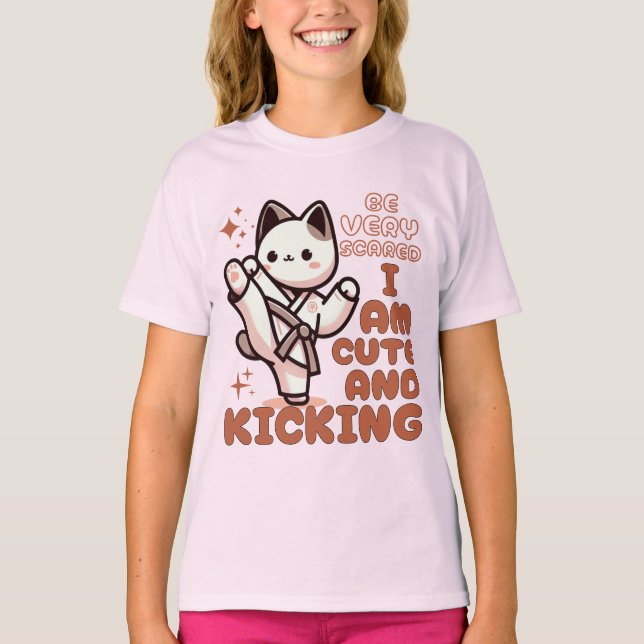 Niedlich Karate Cat T-Shirt (Vorderseite)