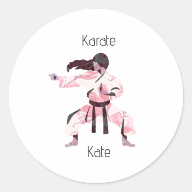 Niedlich Karate Girl Martial Arts Runder Aufkleber (Vorderseite)