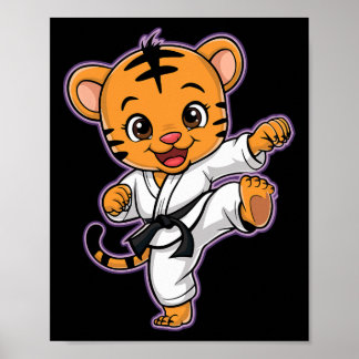 Niedlich Karate Tiger Martial Arts Funny für Kinde Poster