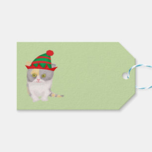 Niedlich Katie Kitten Grün Weihnachtsgeschenk Tag Geschenkanhänger