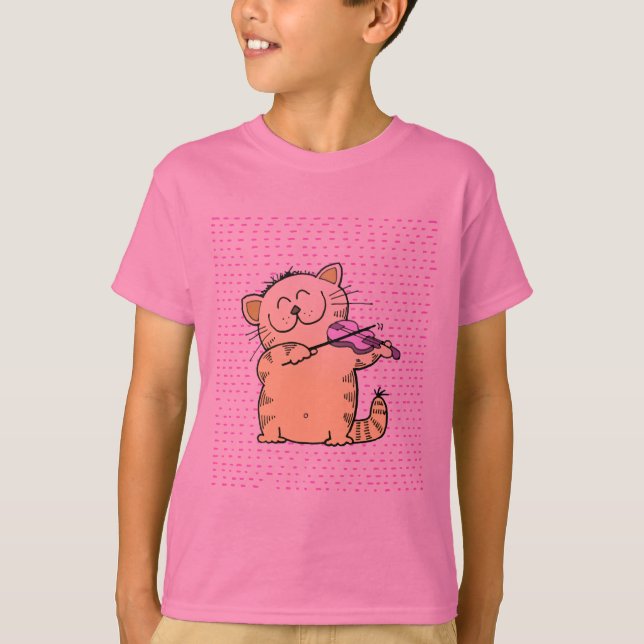 Niedlich-Kätzchen-Violinist T-Shirt (Vorderseite)