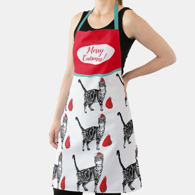 Niedlich Katzen Frohe Weihnachten Rote weiße Schür Schürze (InSitu)