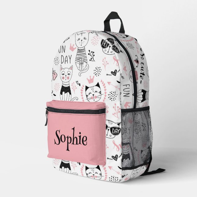 Niedlich Katzen Personalisiert Bedruckter Rucksack (Rückseitige Ecke Rechts)