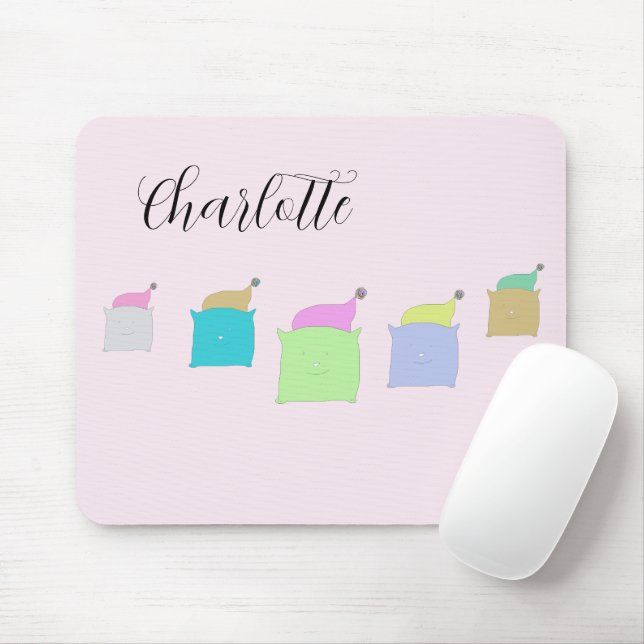 Niedlich Katzenkatze Illustration Mit Monogramm Mousepad (Mit Mouse)