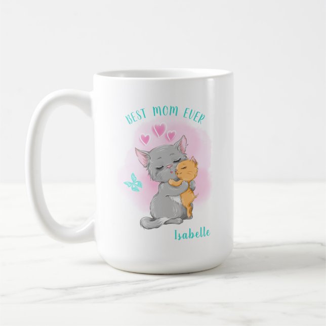 Niedlich Katzenmutter Tasse, Mütter Tagesgeschenk, Kaffeetasse (Links)