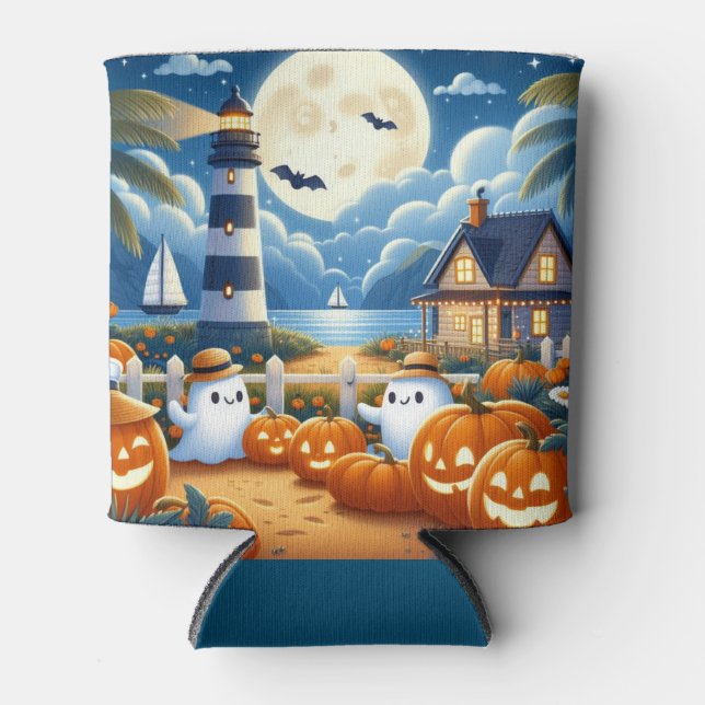 Niedlich, kautisches/kstenförmiges Halloween-Geist Dosenkühler (Vorderseite)