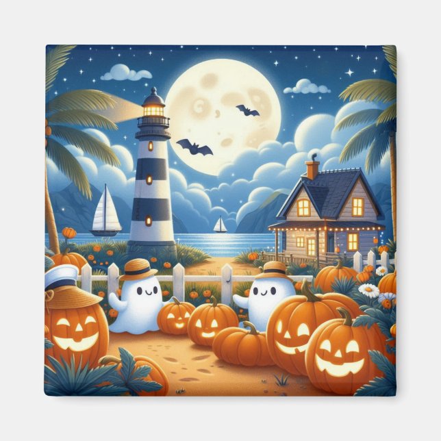 Niedlich, kautisches/kstenförmiges Halloween-Geist Magnet (Vorne)