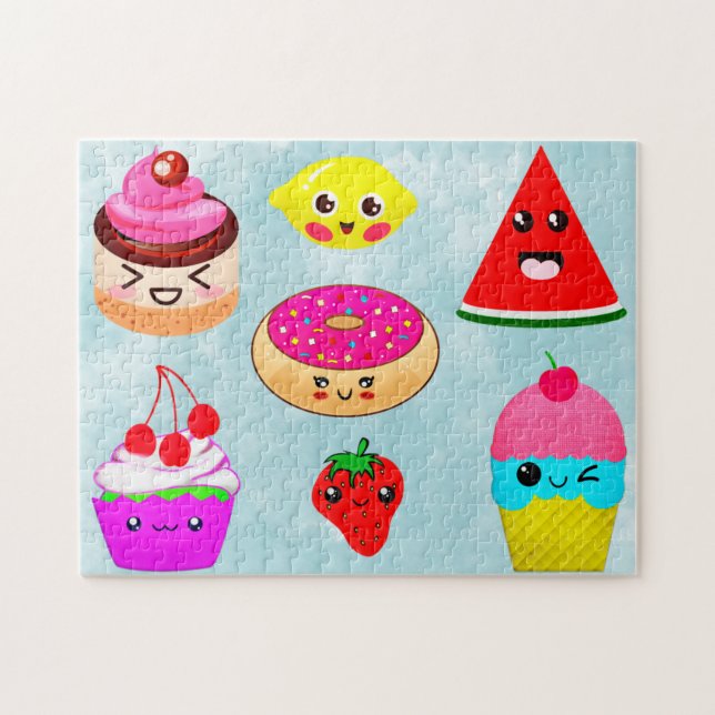 Niedlich Kawai Obst und Süßigkeiten Kinder (Horizontal)