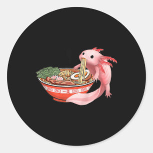 Niedlich Kawaii Anime Axolotl Japanisch Ramen Nood Runder Aufkleber