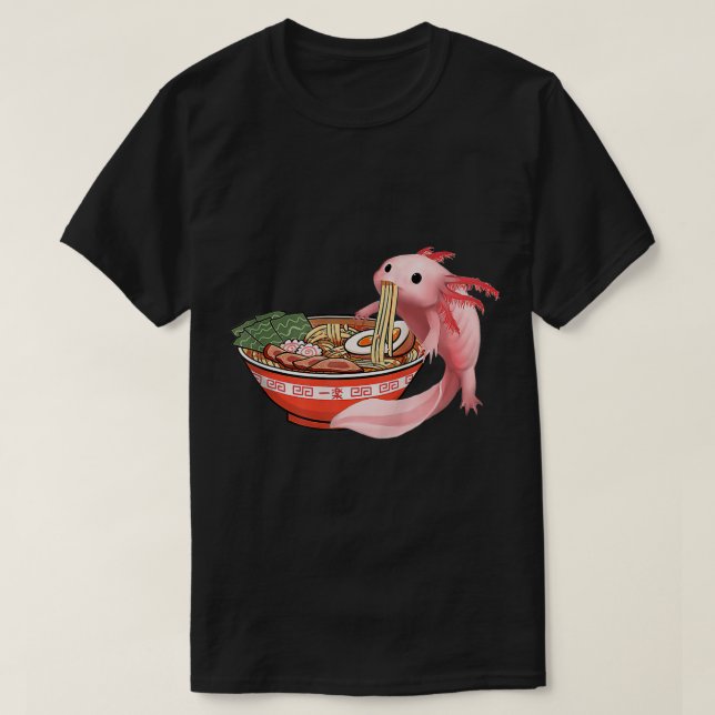 Niedlich Kawaii Anime Axolotl Japanisch Ramen Nood T-Shirt (Design vorne)