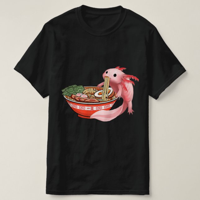 Niedlich Kawaii Anime Axolotl Japanisch Ramen Nood T-Shirt (Design vorne)