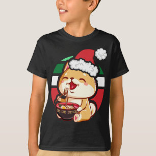 Niedlich Kawaii Anime Shiba Inu Dog Eating Ramen C T-Shirt