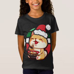 Niedlich Kawaii Anime Shiba Inu Dog Eating Ramen C T-Shirt