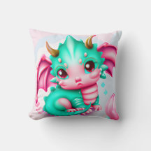 Niedlich Kawaii Aquamarin und Pink Baby Dragon