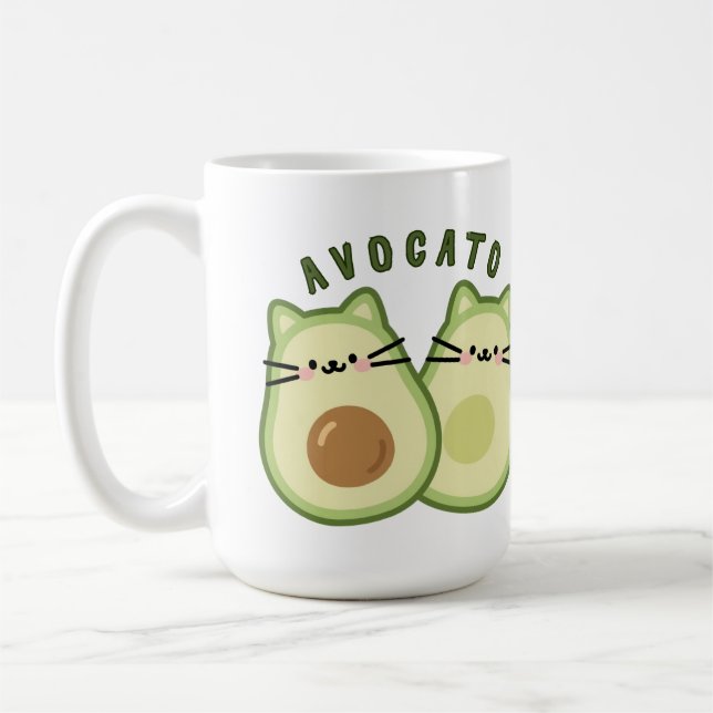 Niedlich Kawaii Avocado Cat Mashup Kaffeetasse (Links)