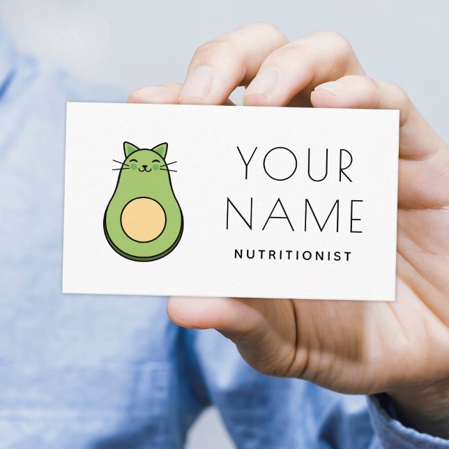 Niedlich Kawaii Avocado Cat Nutritionist Dietin Visitenkarte (Von Creator hochgeladen)