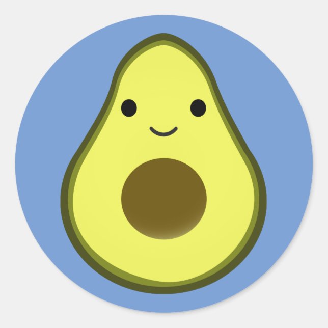 Niedlich Kawaii Avocado Runder Aufkleber (Vorderseite)