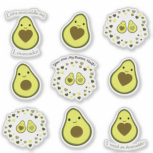 Niedlich Kawaii Avocados Sticker Set
