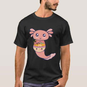 NIEDLICH Kawaii Axolotl Eat Ramen Japanisch Anime  T-Shirt