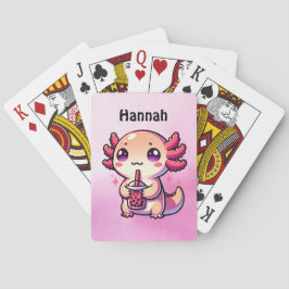 Niedlich Kawaii Axolotl mit Bubble Tee Personalisi Spielkarten