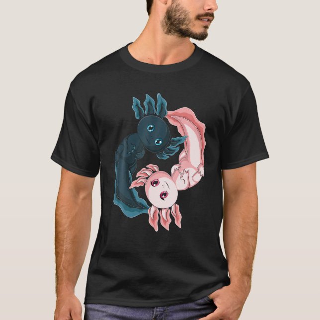 Niedlich Kawaii Axolotl Yin Yang für Mädchen Junge T-Shirt (Vorderseite)