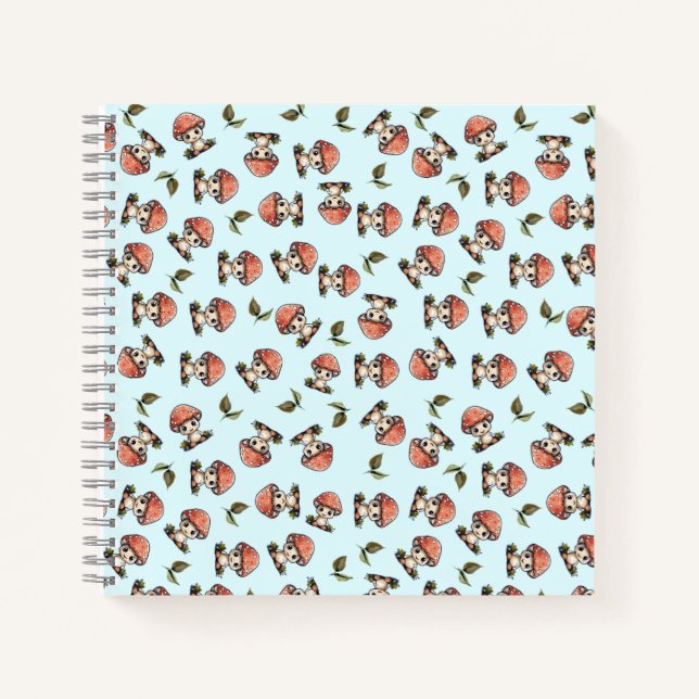 Niedlich Kawaii Baby Mushroom Pattern Notizbuch (Vorderseite)