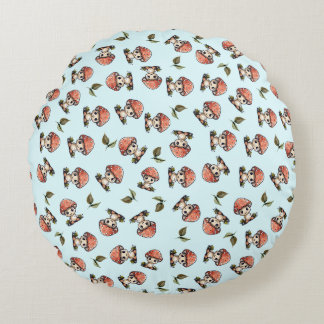 Niedlich Kawaii Baby Mushroom Pattern Rundes Kissen