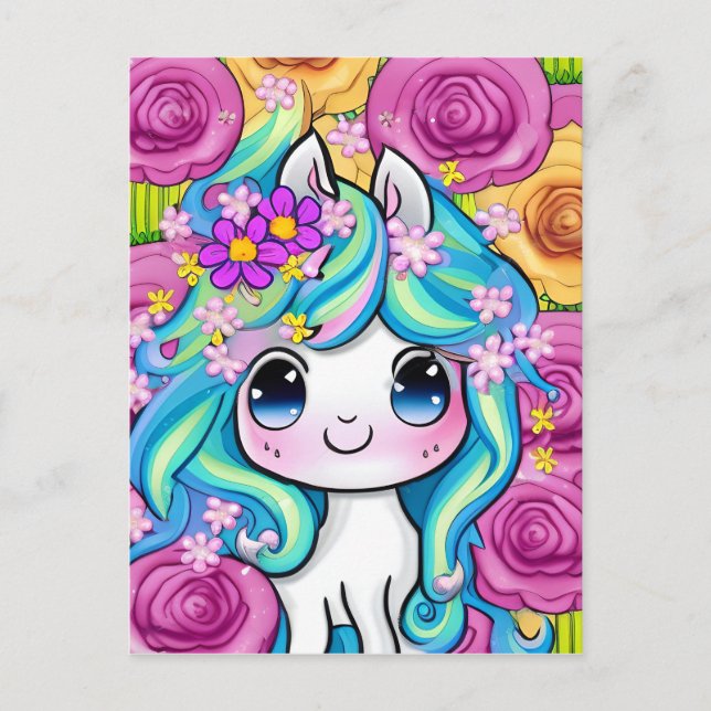 Niedlich Kawaii Baby Pony Postkarte (Vorderseite)