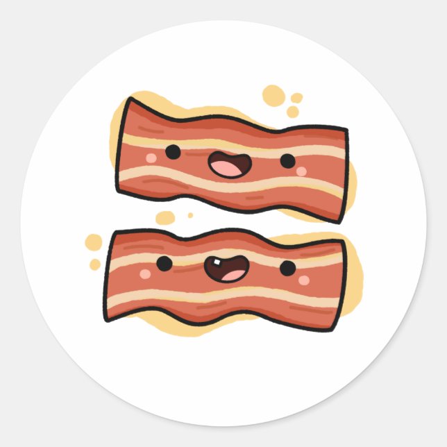 Niedlich Kawaii Bacon Strips Runder Aufkleber (Vorderseite)