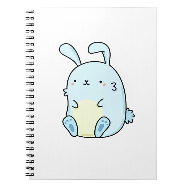 Niedlich Kawaii Blue Bunny Notizblock (Vorderseite)