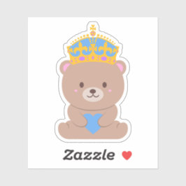 Niedlich Kawaii Blue Pink Royal Prince Bear Aufkleber