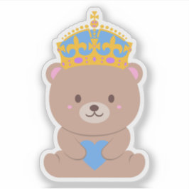 Niedlich Kawaii Blue Pink Royal Prince Bear Aufkleber