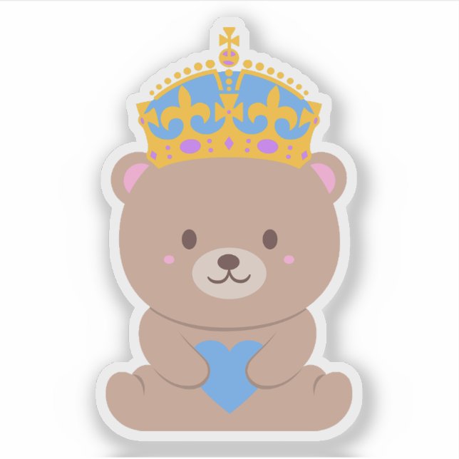 Niedlich Kawaii Blue Pink Royal Prince Bear Aufkleber (Vorderseite)