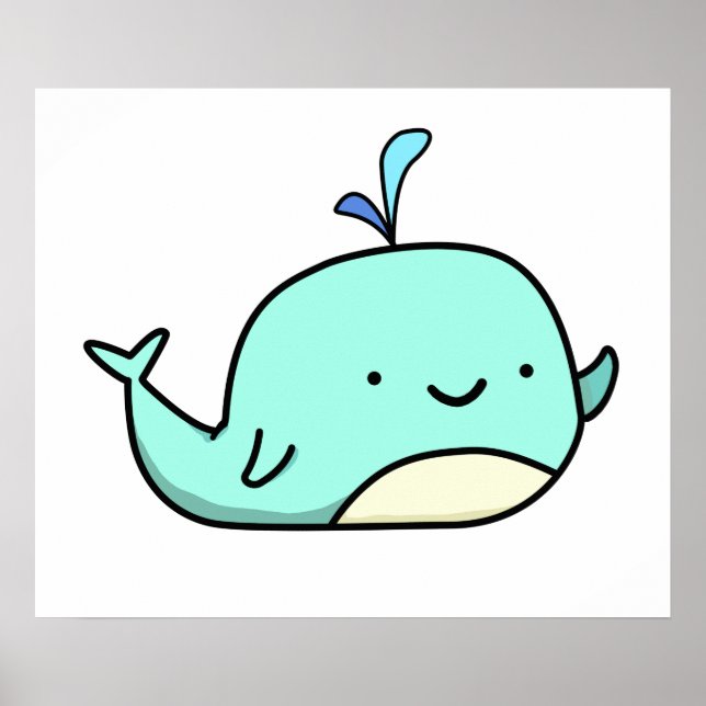 Niedlich Kawaii Blue Whale Poster (Vorne)