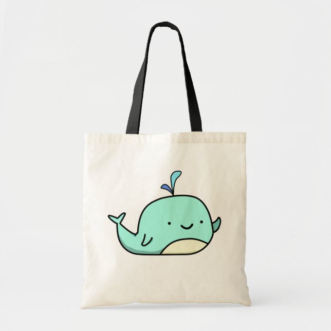 Niedlich Kawaii Blue Whale Tragetasche (Vorne)