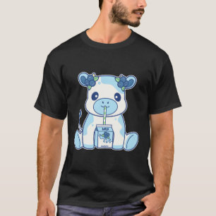 Niedlich Kawaii Blueberry Milk Cow T-Shirt