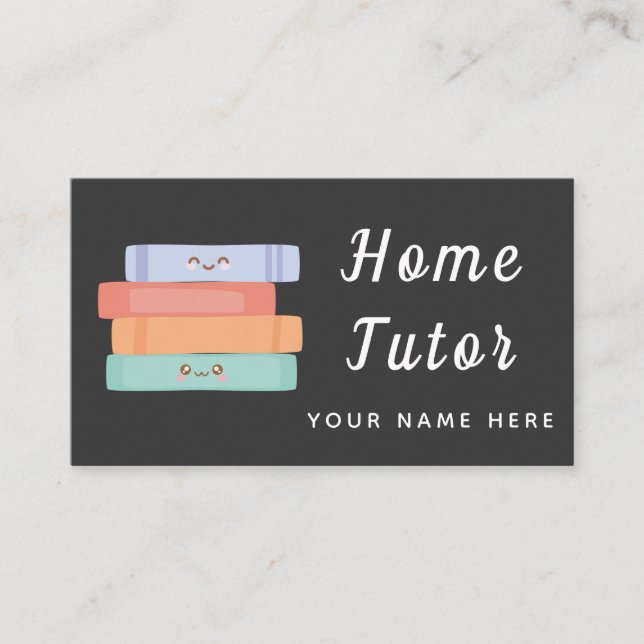 Niedlich Kawaii Books Zuhause Tutor Lehrer Einfach Visitenkarte (Vorderseite)