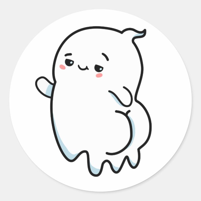 Niedlich Kawaii Bootylicious Ghost Runder Aufkleber (Vorderseite)