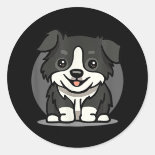 Niedlich Kawaii Border Collie Chibi Runder Aufkleber