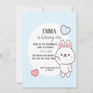 Niedlich Kawaii Bunny 1. Geburtstag Einladung