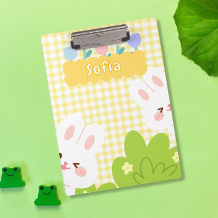 Niedlich Kawaii Bunny Pastel Frühlingsblumen Klemmbrett