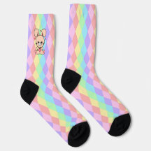 Niedlich Kawaii Bunny Rabbit auf Pastel Diamonds