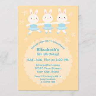Niedlich Kawaii Bunny Rabbit Ballerina Girl Geburt Einladung